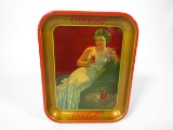 Gorgeous 1938 Drink Coca-Cola serving tray with beautiful model in evening gown.