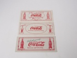 Lot of three very hard to find early Coca-Cola ink blotters.