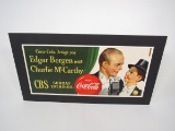 1949 Coca-Cola Edgar Bergen with Charlie McCarthy CBS Sunday Evenings trolley poster. Found unused.