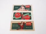 Lot of three wonderful 1930s Coca-Cola ink blotters found unused.