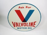 Fabulous NOS 1960 Valvoline Motor Oil double-sided tin automotive garage sign. Clean! Clean! Clean!