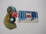 Lot consisting of a 1950s 7-up bottle topper and a late 1950s-60s Coca-Cola light-up sign insert