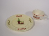 1930s Coca-Cola ceramic sandwich plate and a period Coca-Cola coffee cup.