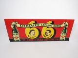 NOS 1930s 66 Lithiated Lemon Soda single-sided embossed tin sign with killer graphics.