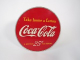 1940s Coca-Cola 25-cents double-sided tin bottle-rack display sign.