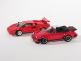 1988 Porsche 911 and a 1985 Lamborghini Countach 5000S Franklin Mint 1:24 scale die cast model cars.