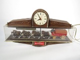 Vintage Budweiser Beer three-dimensional light-up tavern sign with Clydesdale Beer Wagon.