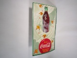 Excellent 1954 Drink Coca-Cola alpine-ski motif single-sided diner cardboard sign.