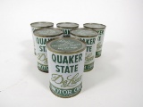 Lot of six NOS Quaker State Deluxe  Motor Oil tin quarts still full and unused. Condition: 9.0.