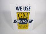 Reproduction - GM Chevrolet Genuine Parts single-sided porcelain sign with Chevy bow-tie logo.