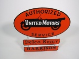 Reproduction - United Motors Delco-Remy double-sided die-cut porcelain sign.