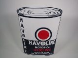 Reproduction - Large Havoline Motor Oil single-sided can-shaped die-cut porcelain sign.