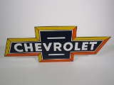 Reproduction - Fantastic 1930s-1940s style Chevrolet single-sided die-cut porcelain sign.