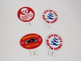 Lot of four reproduction porcelain license plate attachment signs for Bonneville Salt Flats,