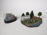 Franklin Mint Richard Petty Pit Stop LE display and a Danbury Mint Airstream and Woody camping scene