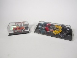 Hot Wheels Custom Rods series display and a Hot Wheels Bill Elliot #94 McDonalds in display case.