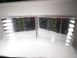 Lot of two 21 slot wall mounted diecast car display cases with mirrored backs.