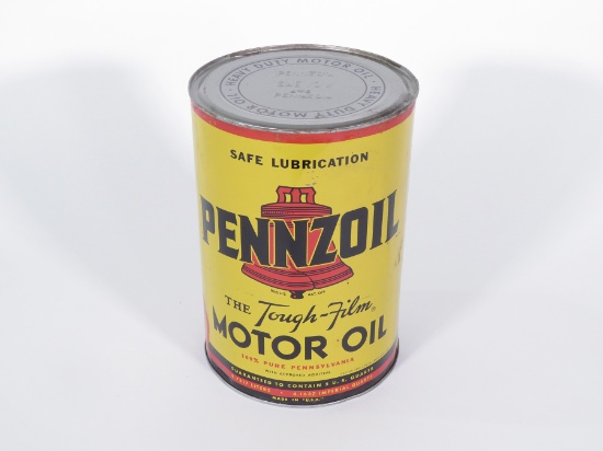 Choice NOS 1940s Pennzoil Motor Oil 5-quart metal tin still full.