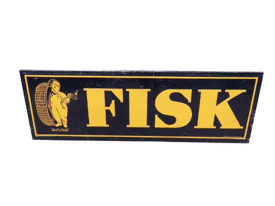 Choice 1940s Fisk Tires single-sided self-framed tin automotive garage sign.