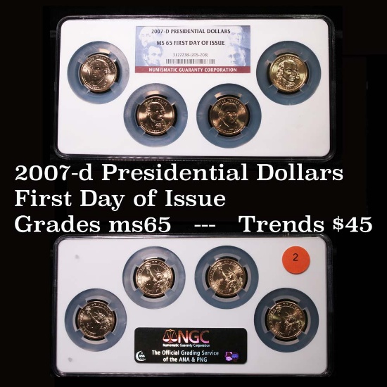 NGC 2007-d (4) Piece Presidential Dollar Set $1 Graded ms65 by NGC