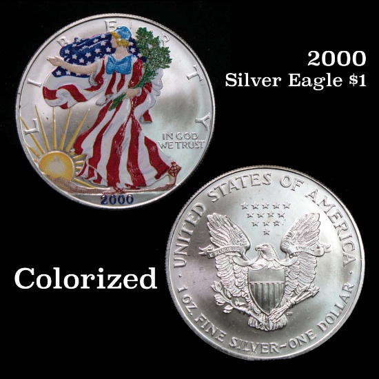 2000 colorized Silver Eagle dollar $1
