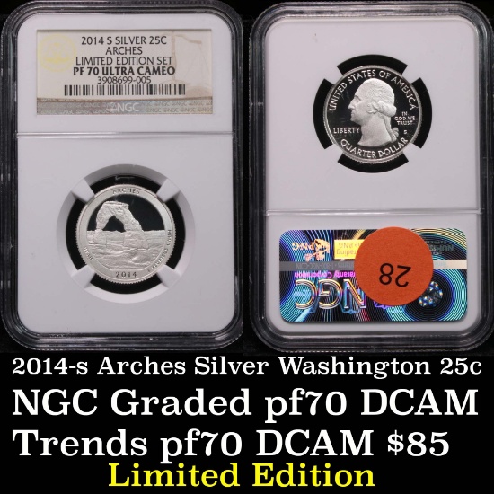 NGC 2014-s Arches Silver Washington Quarter 25c Graded pr70 dcam by NGC