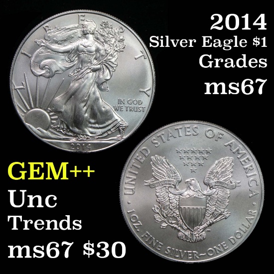 2014 Silver Eagle Dollar $1 Grades GEM++ Unc
