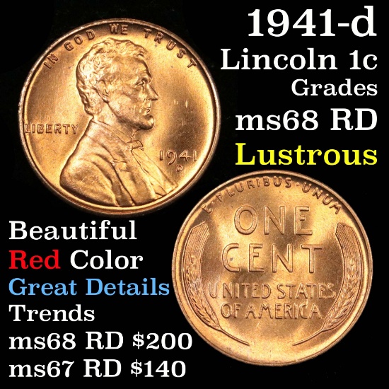 1941-d Lincoln Cent 1c Grades GEM+++ Unc RD (fc)