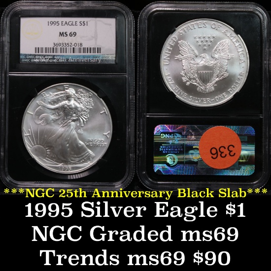 NGC 1995 Silver Eagle Dollar $1 Graded ms69 by NGC