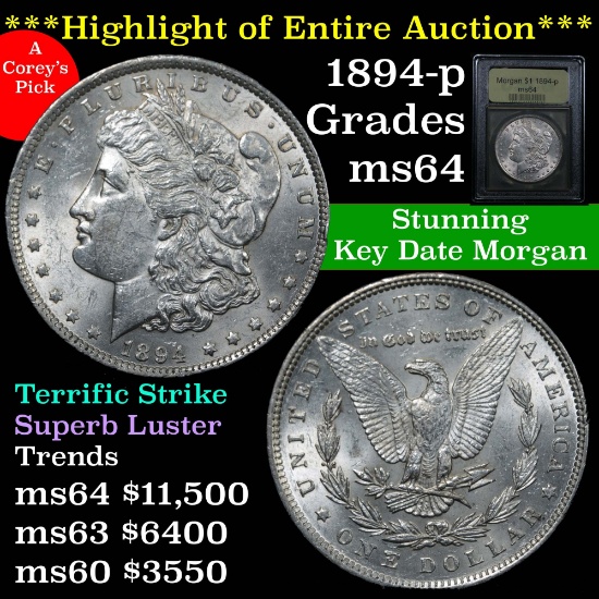 ***Auction Highlight*** 1894-p Morgan Dollar $1 Graded Choice Unc by USCG (fc)