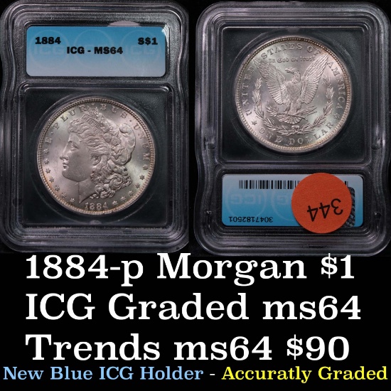 1884-p Morgan Dollar $1 Graded ms64 by ICG