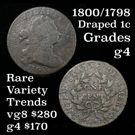 1800/1798 Draped Bust Large Cent 1c Grades g, good
