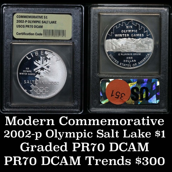 2002-p Olympic Salt Lake Modern Commem Dollar $1 Graded Perfect GEM++ Proof Deep Cameo by USCG (fc)