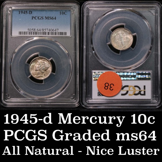 PCGS 1945-d Mercury Dime 10c Graded ms64 by PCGS