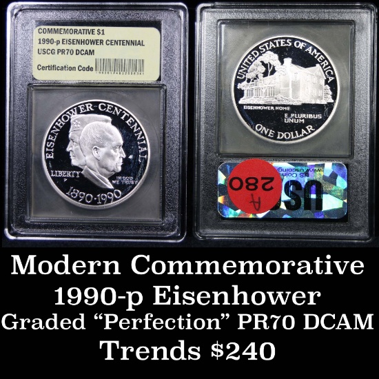 1990-p Eisenhower Modern Commem Dollar $1 Graded Perfect GEM++ Proof Deep Cameo by USCG (fc)