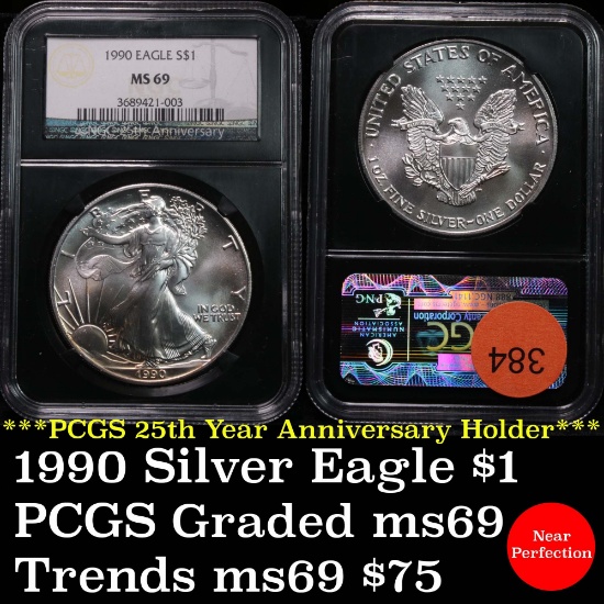 NGC 1990 Silver Eagle Dollar $1 Graded ms69 by NGC