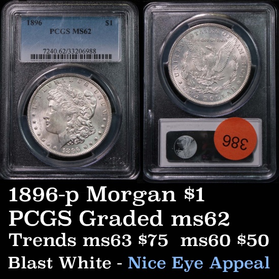 PCGS 1896-p Morgan Dollar $1 Graded ms62 by PCGS