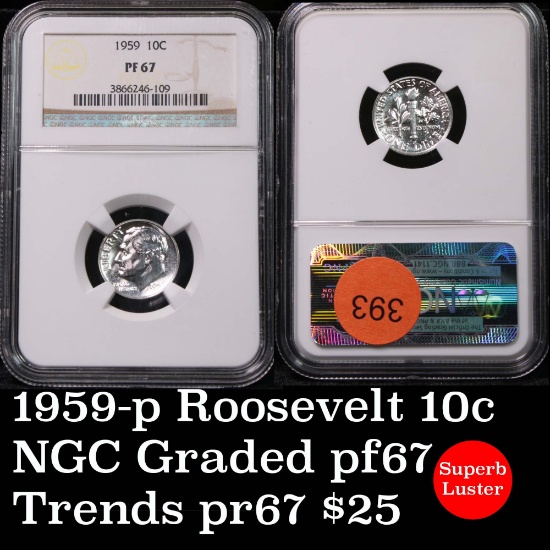 NGC 1959-p Roosevelt Dime 10c Graded pf67 by NGC