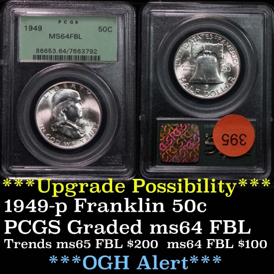 PCGS OGH 1949-p Franklin Half Dollar 50c Graded ms64 FBL by PCGS