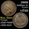 1866 Indian Cent 1c Grades vf++