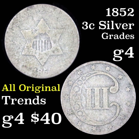 1852 3 Cent Silver 3cs Grades g, good