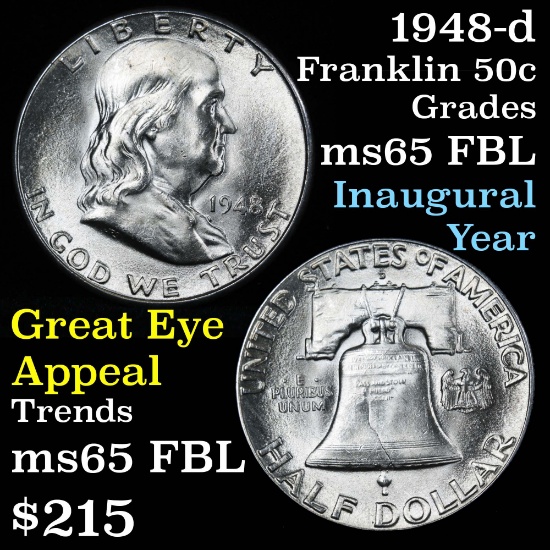 1948-d Franklin Half Dollar 50c Grades GEM FBL (fc)