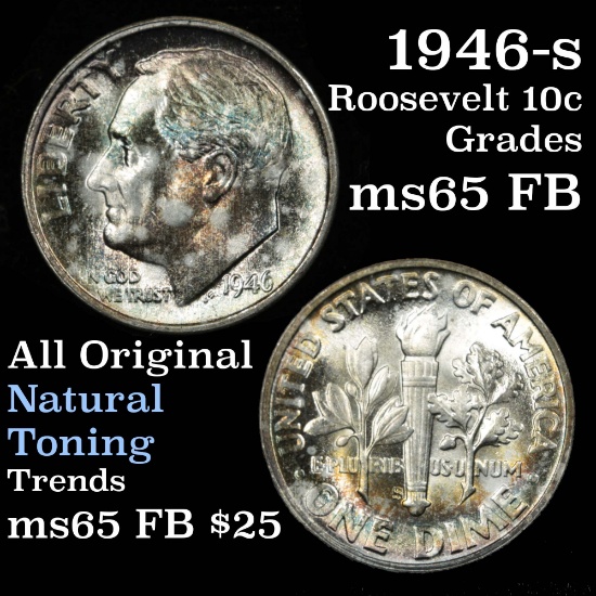 1946-s Roosevelt Dime 10c Grades Gem Full Bands