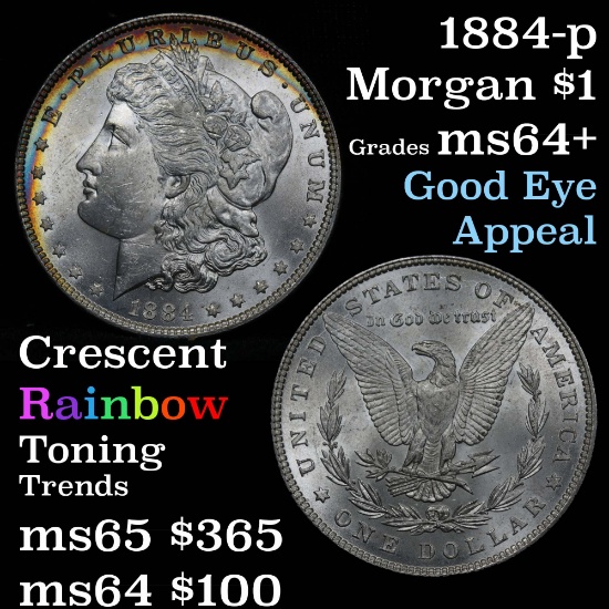 1884-p Morgan Dollar $1 Grades Choice+ Unc (fc)