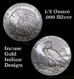Incuse designed Gold Eagle replica Golden State Mint 1/2 ounce .999 fine silver 1/2 oz.