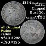 1834 Sm Date, Sm Letters Capped Bust Half Dollar 50c Grades vf++