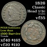 1826 Classic Head Half Cent 1/2c Grades vf++