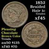 1852 Braided Hair Large Cent 1c Grades xf+