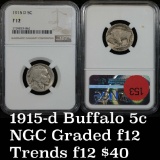 NGC 1915-d Buffalo Nickel 5c Graded F12 by NGC