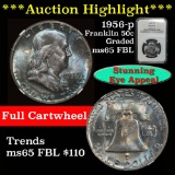***Auction Highlight*** NGC 1956-p Franklin Half Dollar 50c Graded ms65 fbl by NGC (fc)